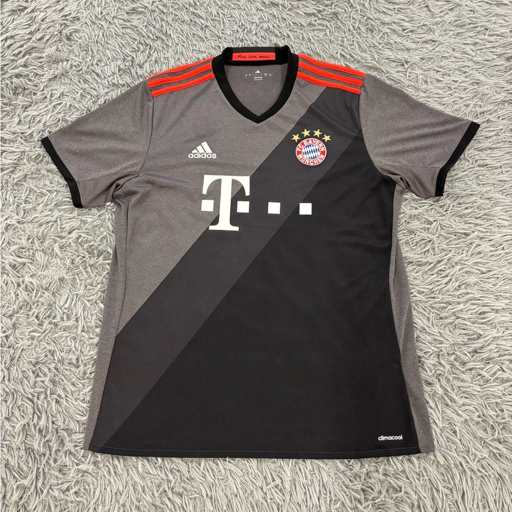 Bayern Munich Adidas Mens Football Club Jersey Gray Climacool Short Sleeve Large
